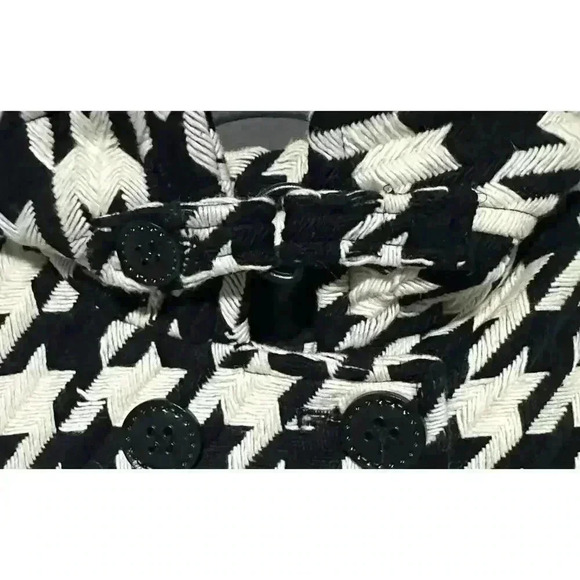 Express Pea Coat Wool Blend Houndstooth White Black Y2K Women's Size S - Picture 4 of 11